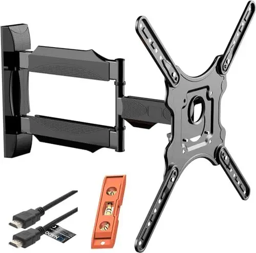 Produktbild: ( Test SEHR GUT *) AXRED Olympus TV Mount Wandhalterung 17”-56” Zoll (43-142cm) Fernseher Halterung schwenkbar neigbar, Wand Fernsehhalterung für Smart TV OLED LED, VESA 400x400 + Anadol HDMI Kabel